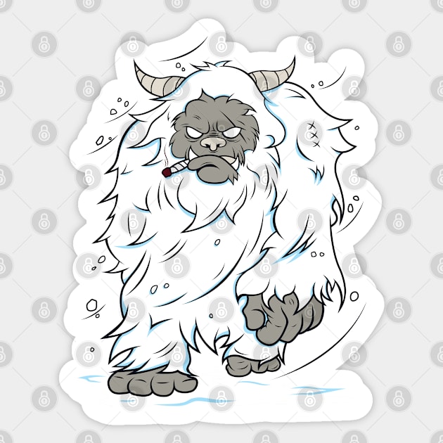 Snow Yeti White Bigfoot Sticker by Mako Design 